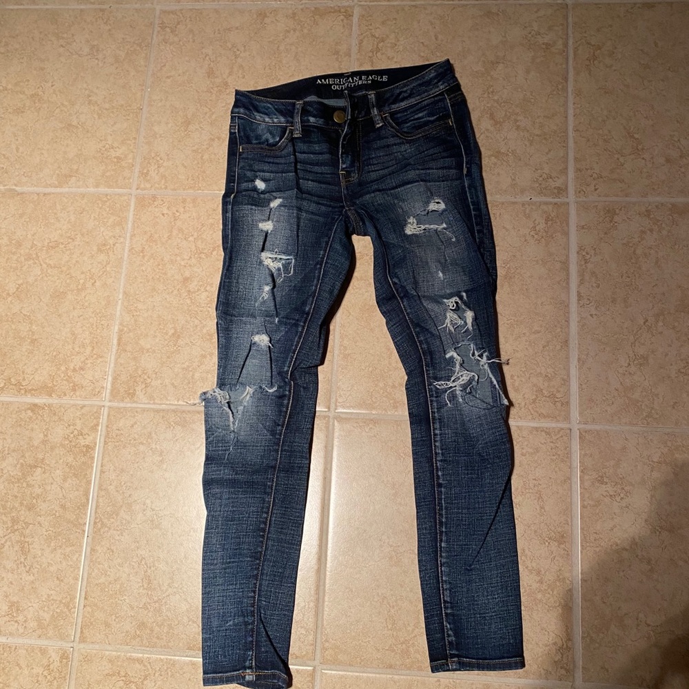 American Eagle High Waisted Ripped Skinny Jeans